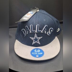 Ultra Game NFL Dallas Cowboys Youth Flat Brim Snapback Hat Navy Adjustable